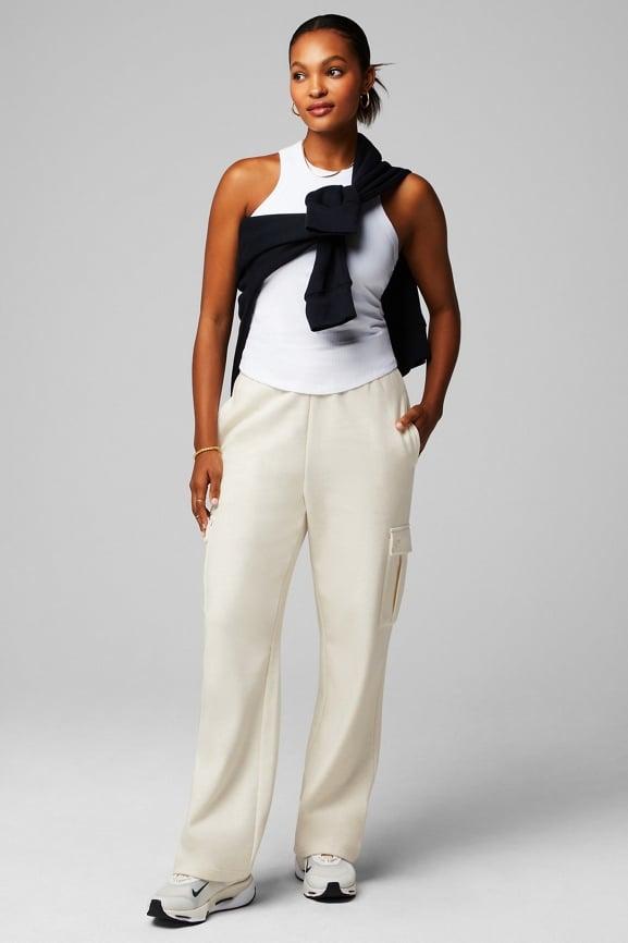 Cozy Fleece Wide Leg Cargo Sweatpant Product Image