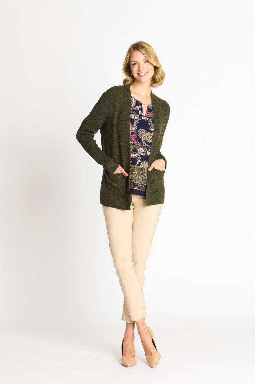 Waffle Stitch Cardigan Sweater with Pocket, Fatigue Heather Product Image