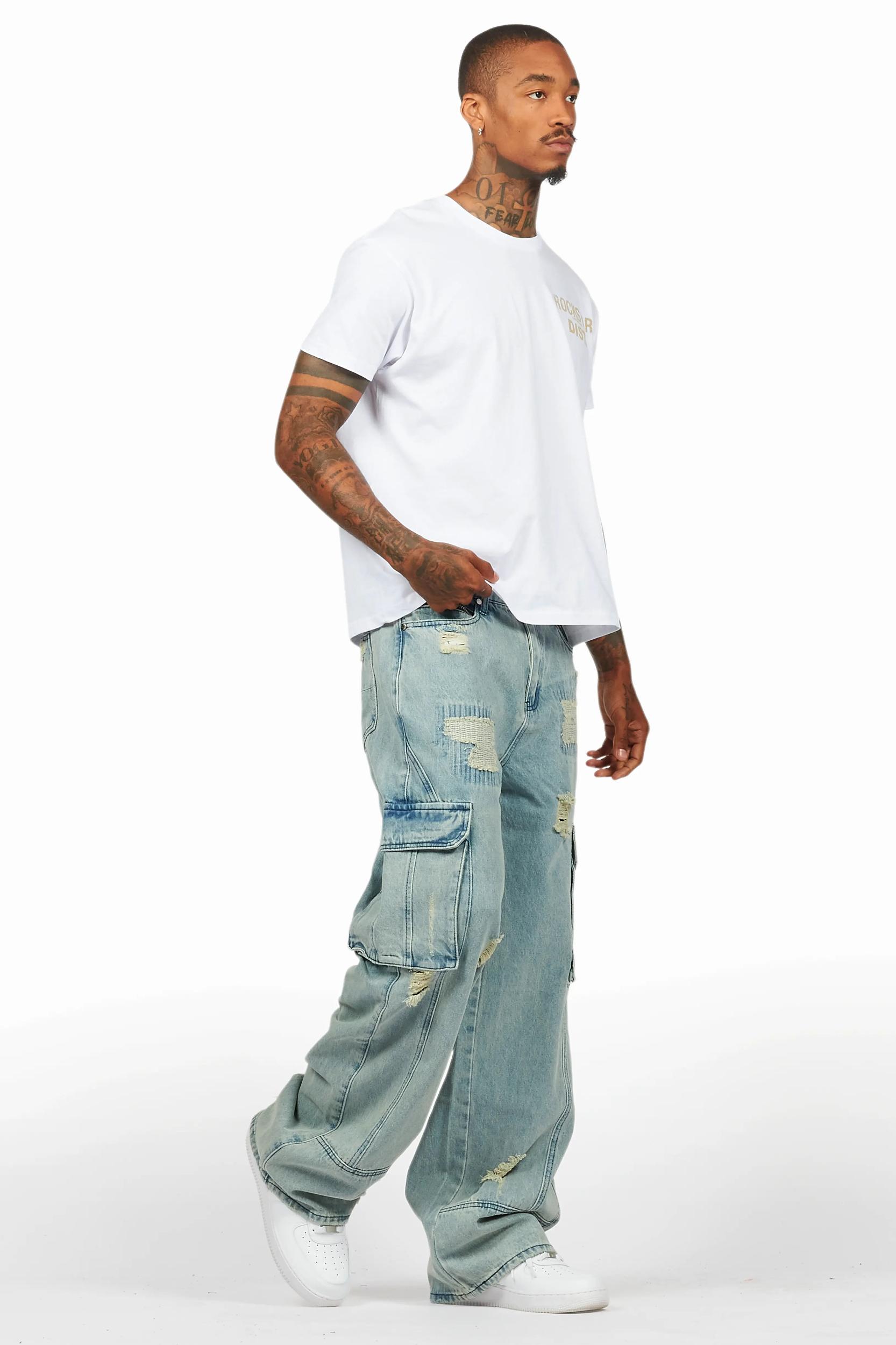 Nand Light Blue Baggy Cargo Jean Male Product Image