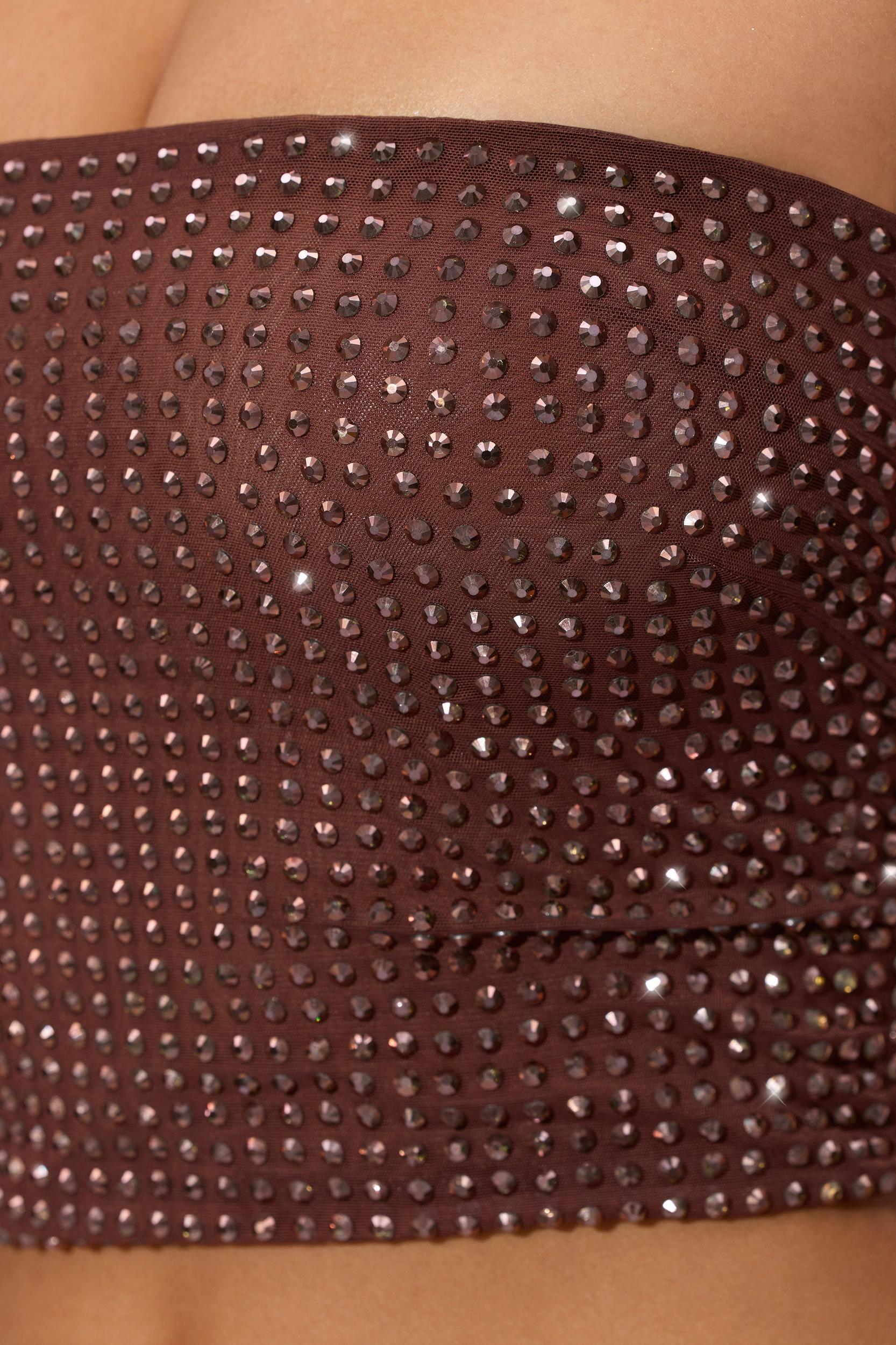 Embellished Strapless Crop Top in Espresso Product Image