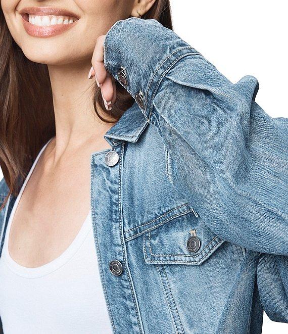 Splendid Denim Point Collar Long Sleeve Button Front Jacket Product Image