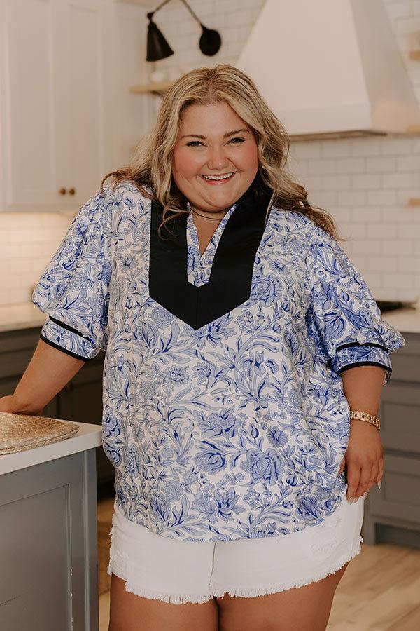 Sonoma Charm Floral Top in Sky Blue Curves Product Image