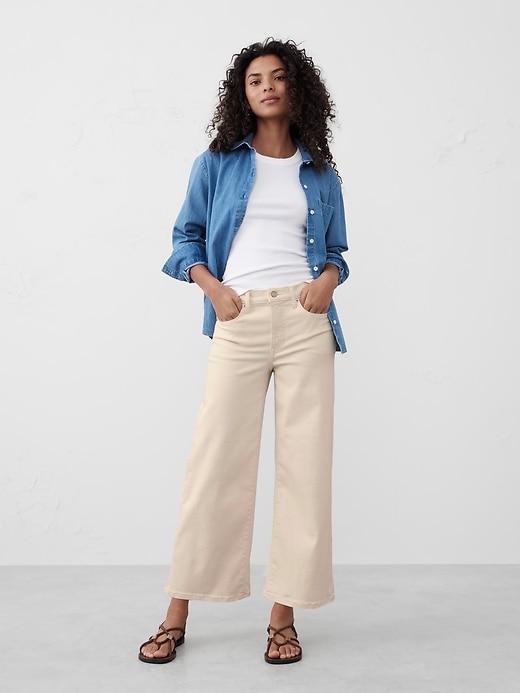 Wide-Leg High-Rise Patch Pocket Cropped Jean Product Image