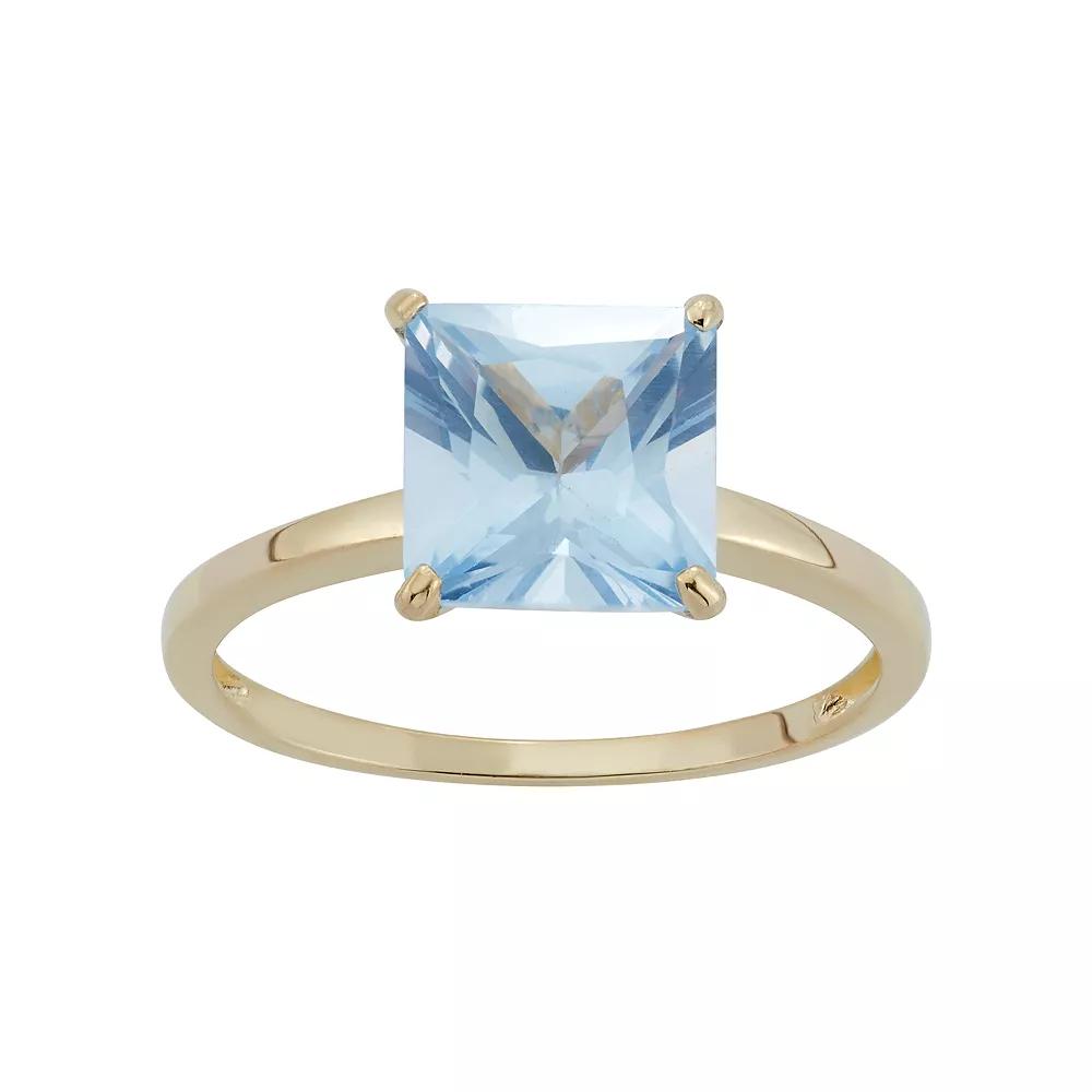 Designs by Gioelli Lab-Created Aquamarine 10k Gold Ring, Women's, Size: 6, Blue Product Image