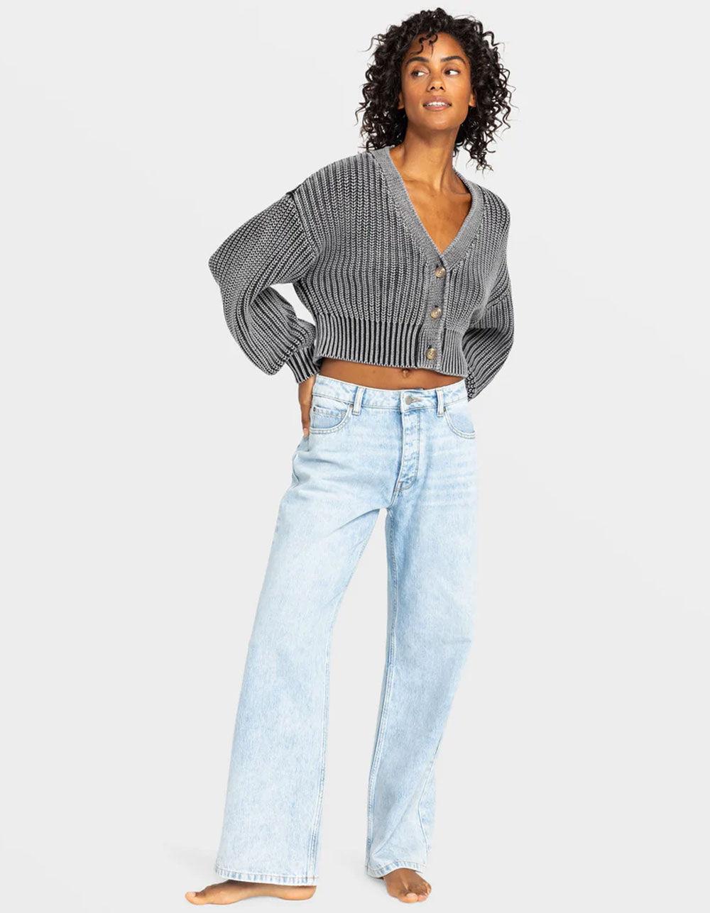 ROXY Sundaze Womens Washed Cardigan - BLACK RINSE Product Image