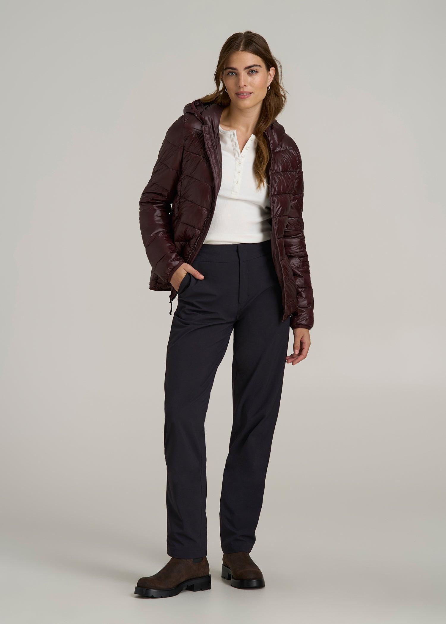 Pull On Fleece Lined Trouser Pants for Tall Women in Black Female Product Image