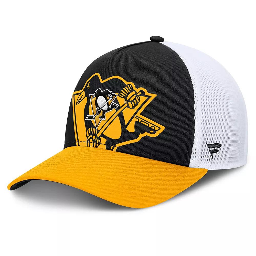 Men's Fanatics Black/Gold Pittsburgh Penguins Authentic Pro A-Frame Rink Adjustable Hat Product Image