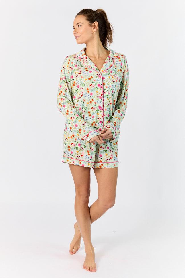 Good To Get Away Botanical Floral Long Sleeve Pajama Top FINAL SALE Product Image