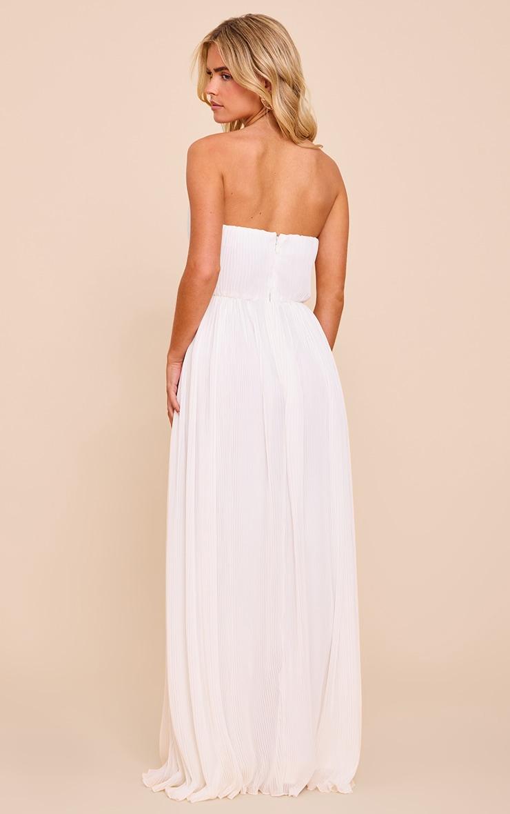 Petite Cream Plisse Scalloped Edge Maxi Dress Product Image