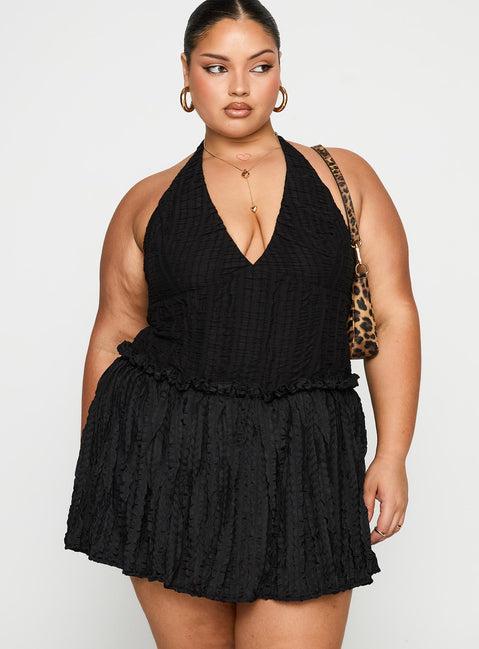 Mixie Halter Romper Black Curve Product Image