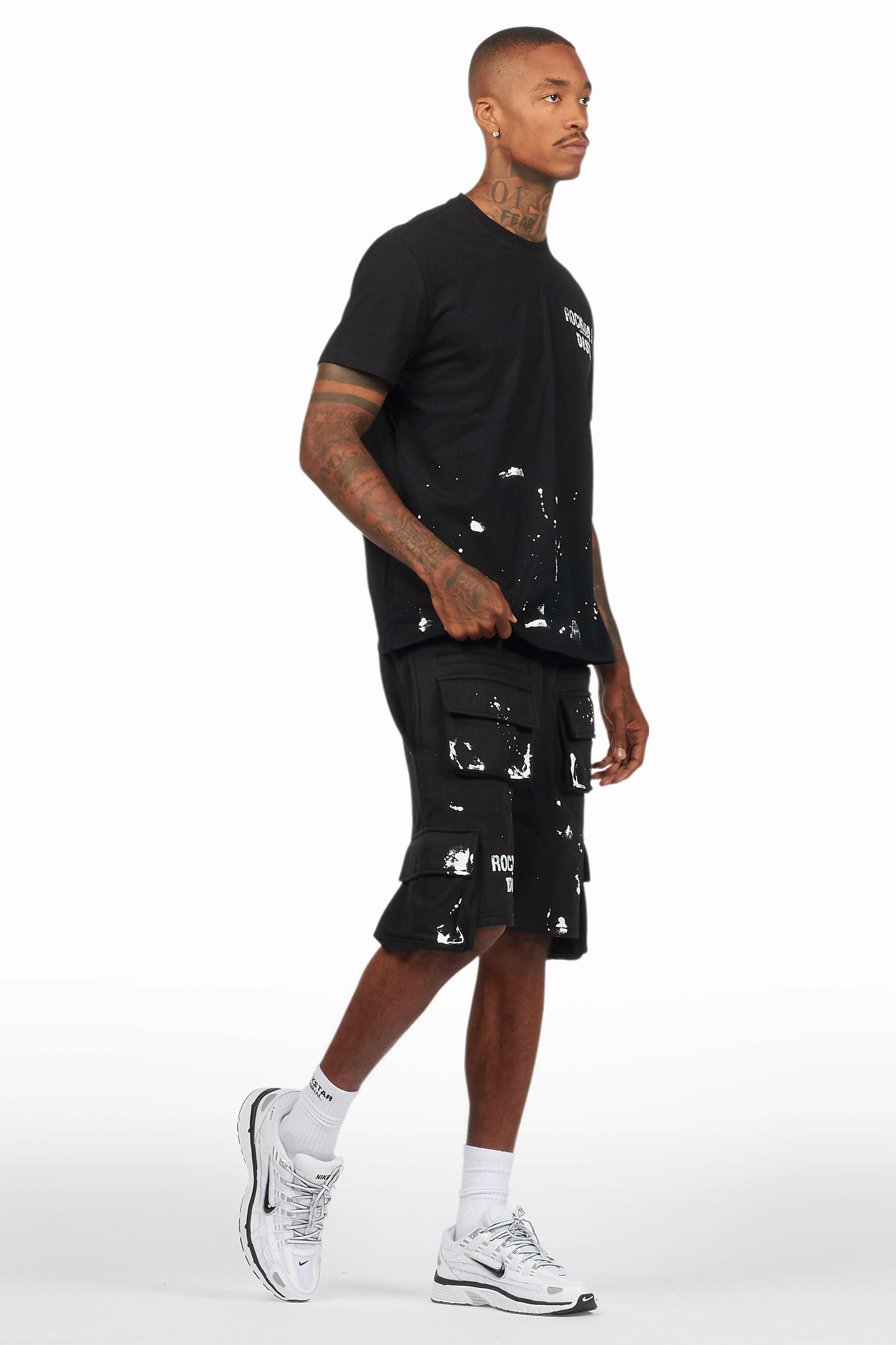 Raffer Black/White T-Shirt Cargo Shorts Set Male Product Image