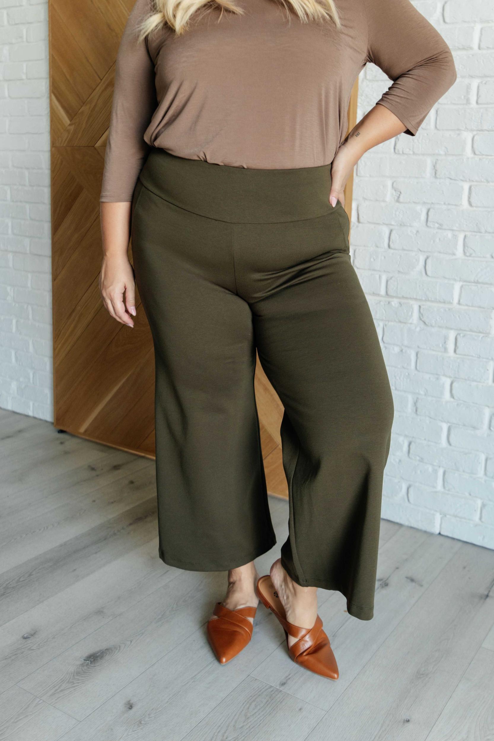 Magic Wide Leg Crop Pants in Olive (Online Exclusive) Product Image