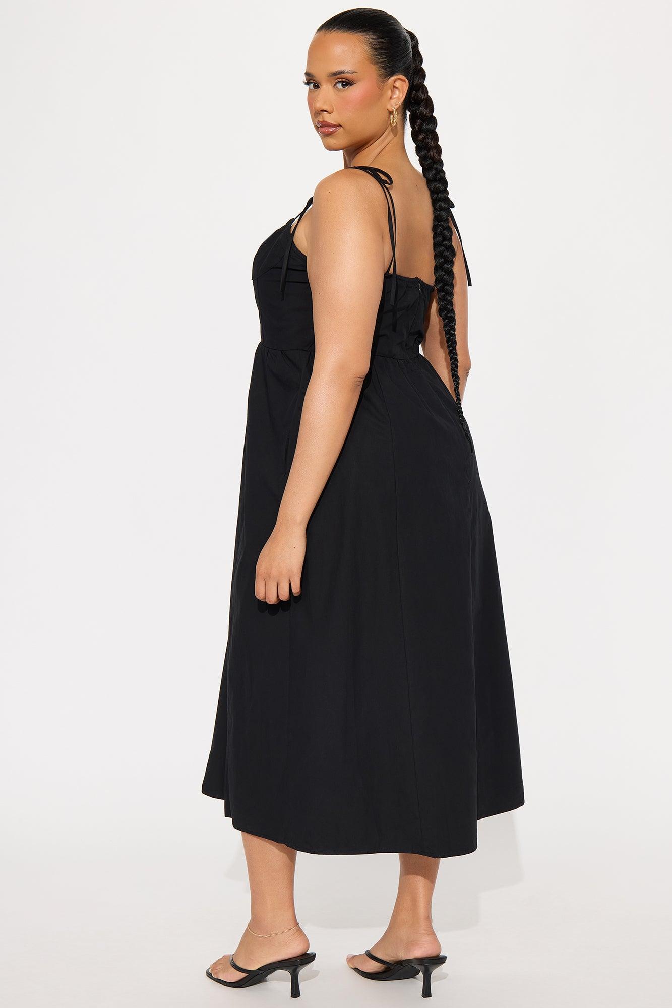 Daily Dose Poplin Midi Dress - Black Product Image