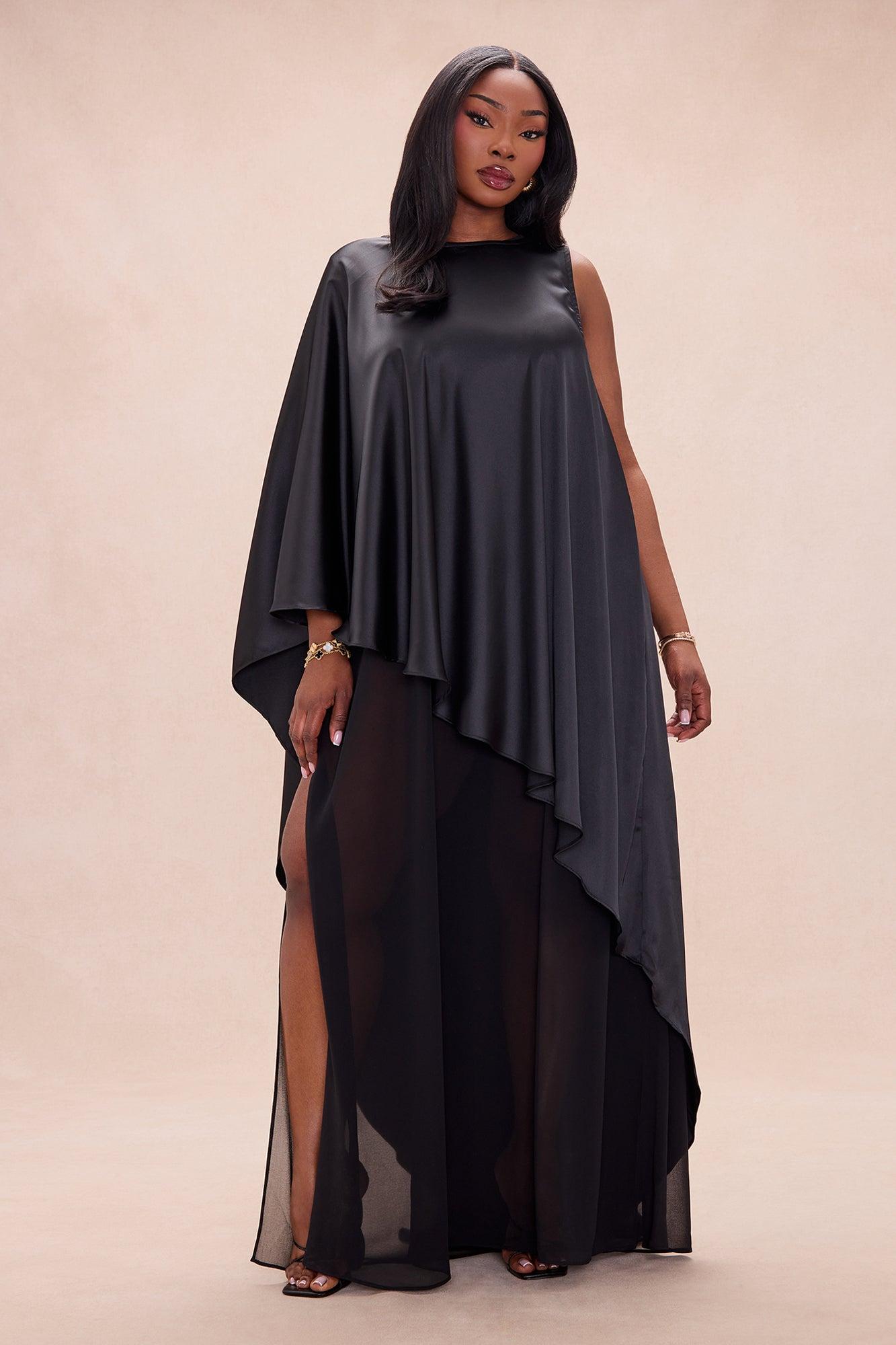Cosmia Satin Maxi Dress - Black Female Product Image