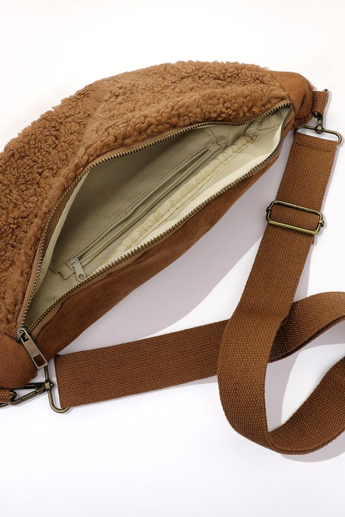 Faux Suede and Sherpa Sling Bag Product Image