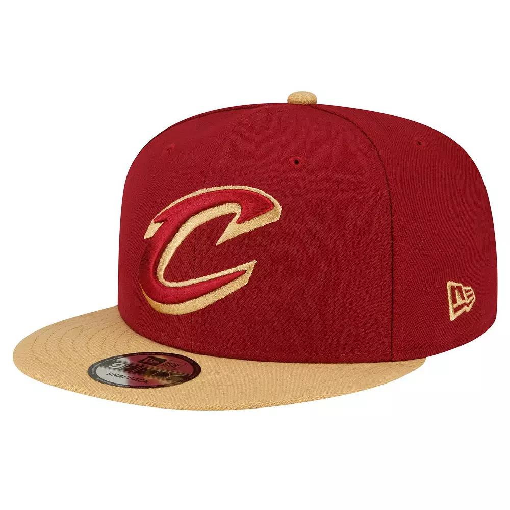 Men's New Era Wine/Gold Cleveland Cavaliers Official Team Color 2Tone 9FIFTY Snapback Hat Product Image