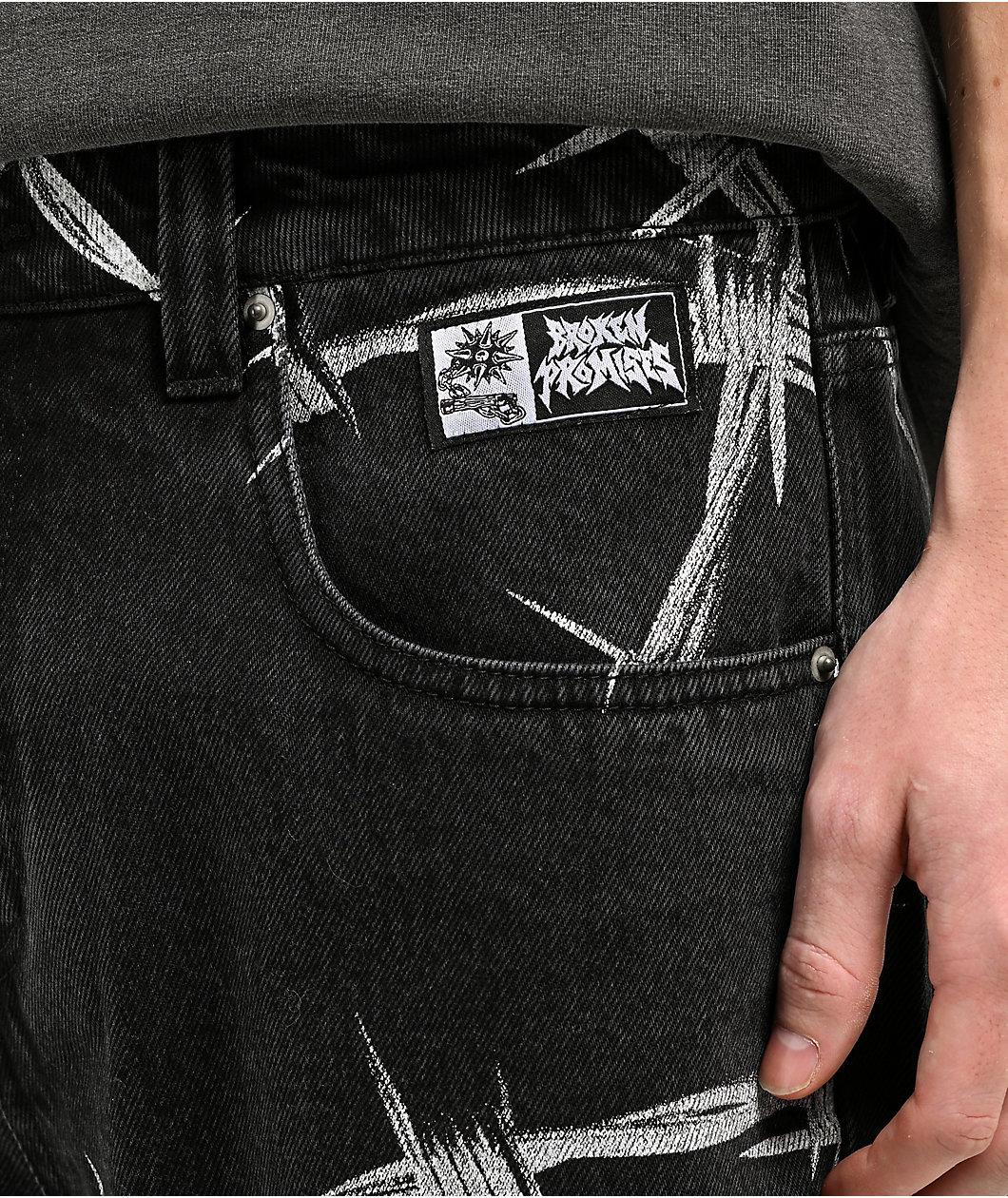 Broken Promises Wired Black Denim Jeans Product Image