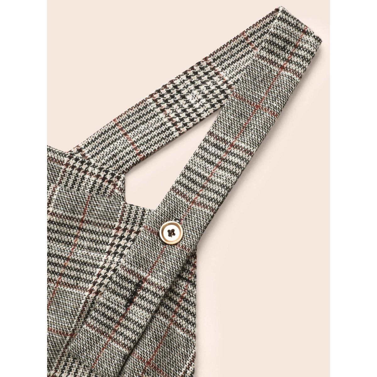 Plus Size LightGray Plaid Adjustable Straps Pocket Jumpsuit Women Elegant Sleeveless Non Everyday Loose Jumpsuits BloomChic 28/5X Product Image