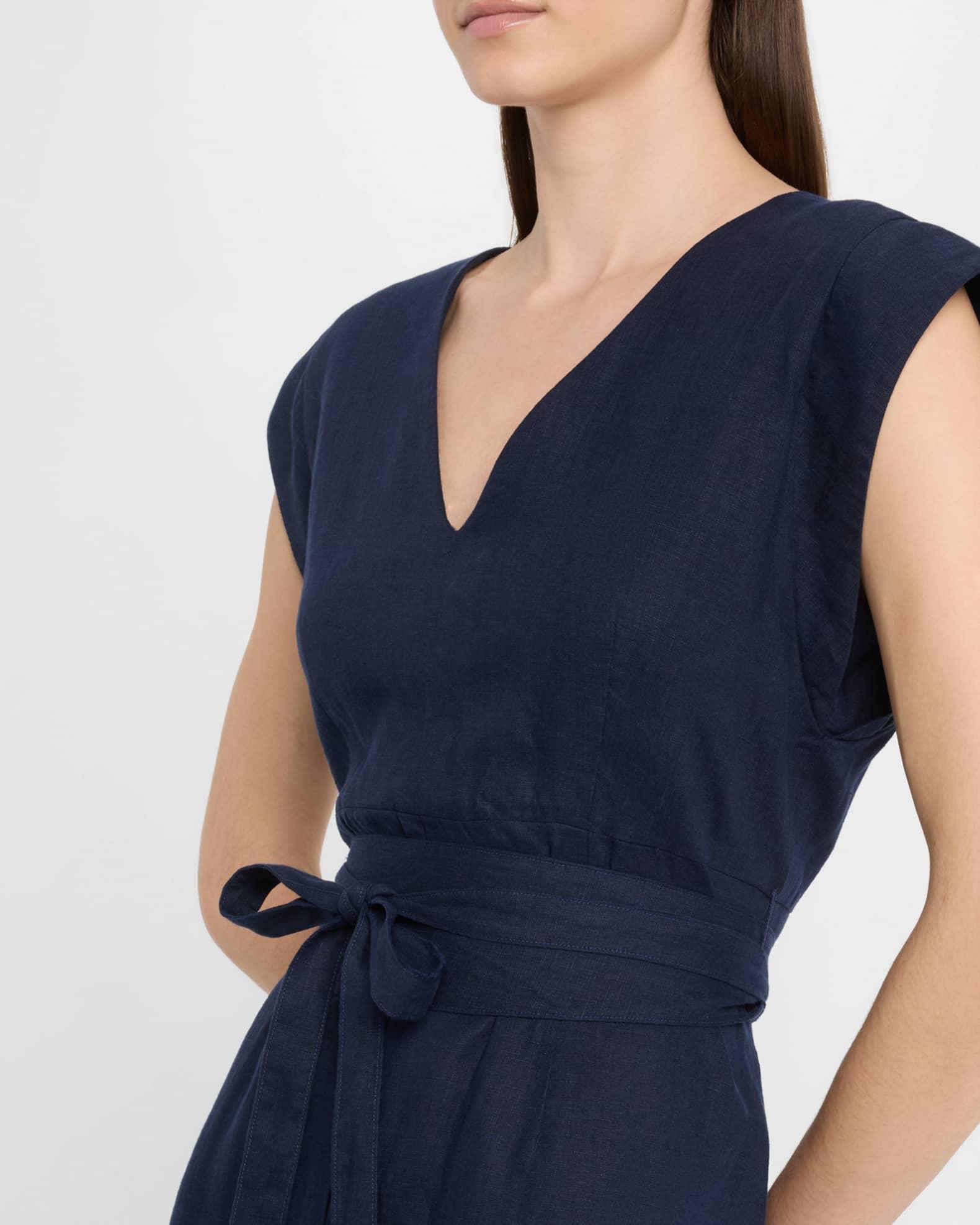 Beverly Tie-Waist Washed Linen Midi Dress Product Image