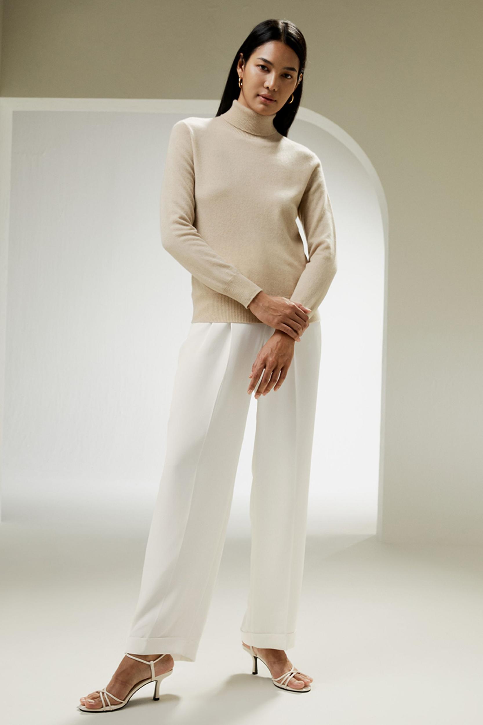 LILYSILK 100% Cashmere Sweater Women Turtleneck Design Wardrobe Must-have Black Product Image