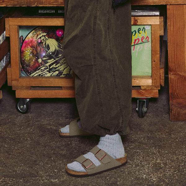 Womens Birkenstock Arizona Slide Sandal - Stone Product Image