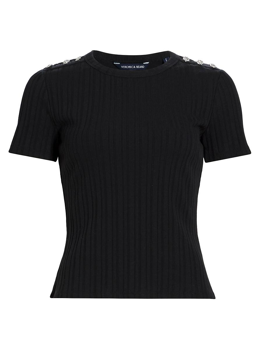 Womens Draya Embellished Knit Crop T-Shirt Product Image
