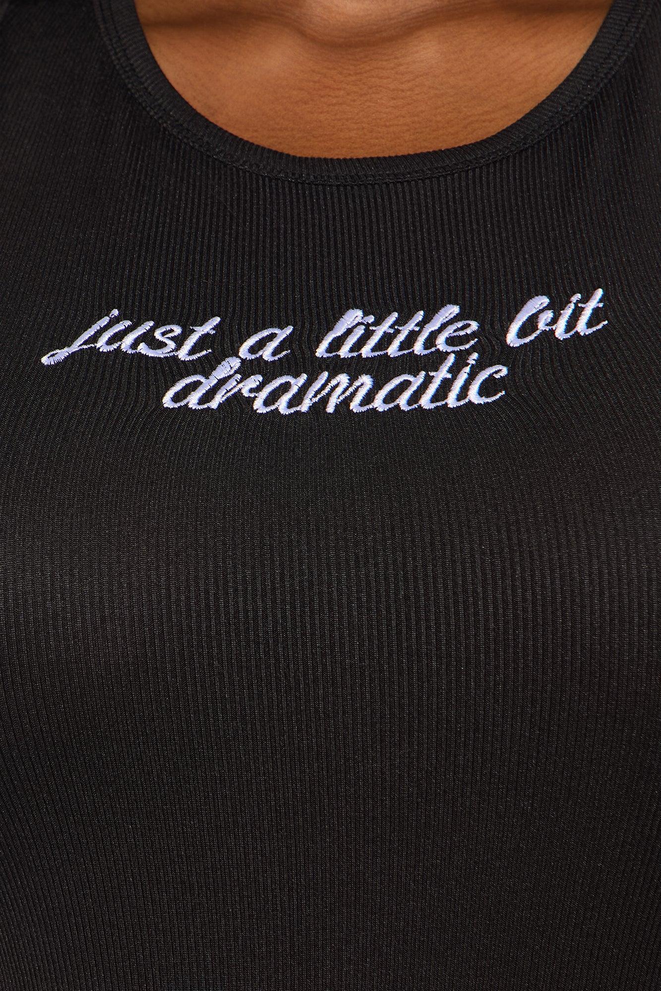 A Little Bit Dramatic Ribbed PJ Short Set - Black Female Product Image