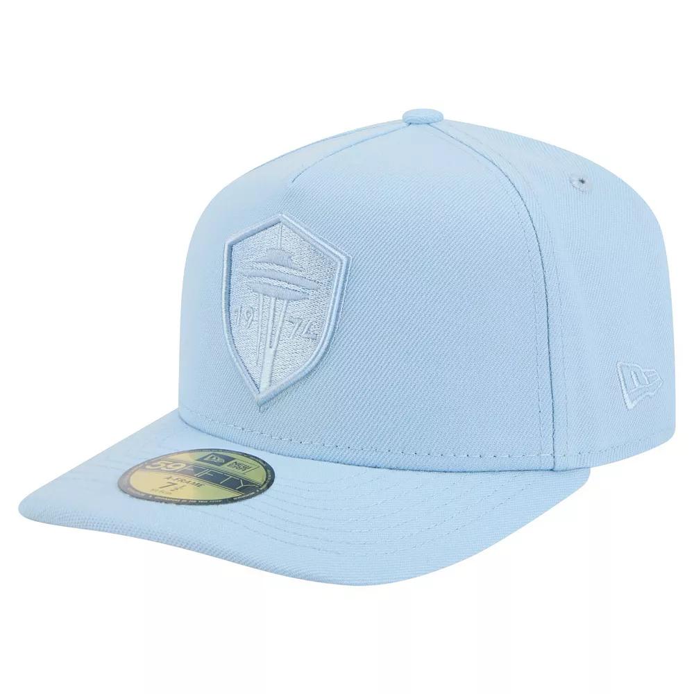 Men's New Era Light Blue Seattle Sounders FC Color Pack A-Frame 59FIFTY Fitted Hat, Size: 7 1/8 Product Image