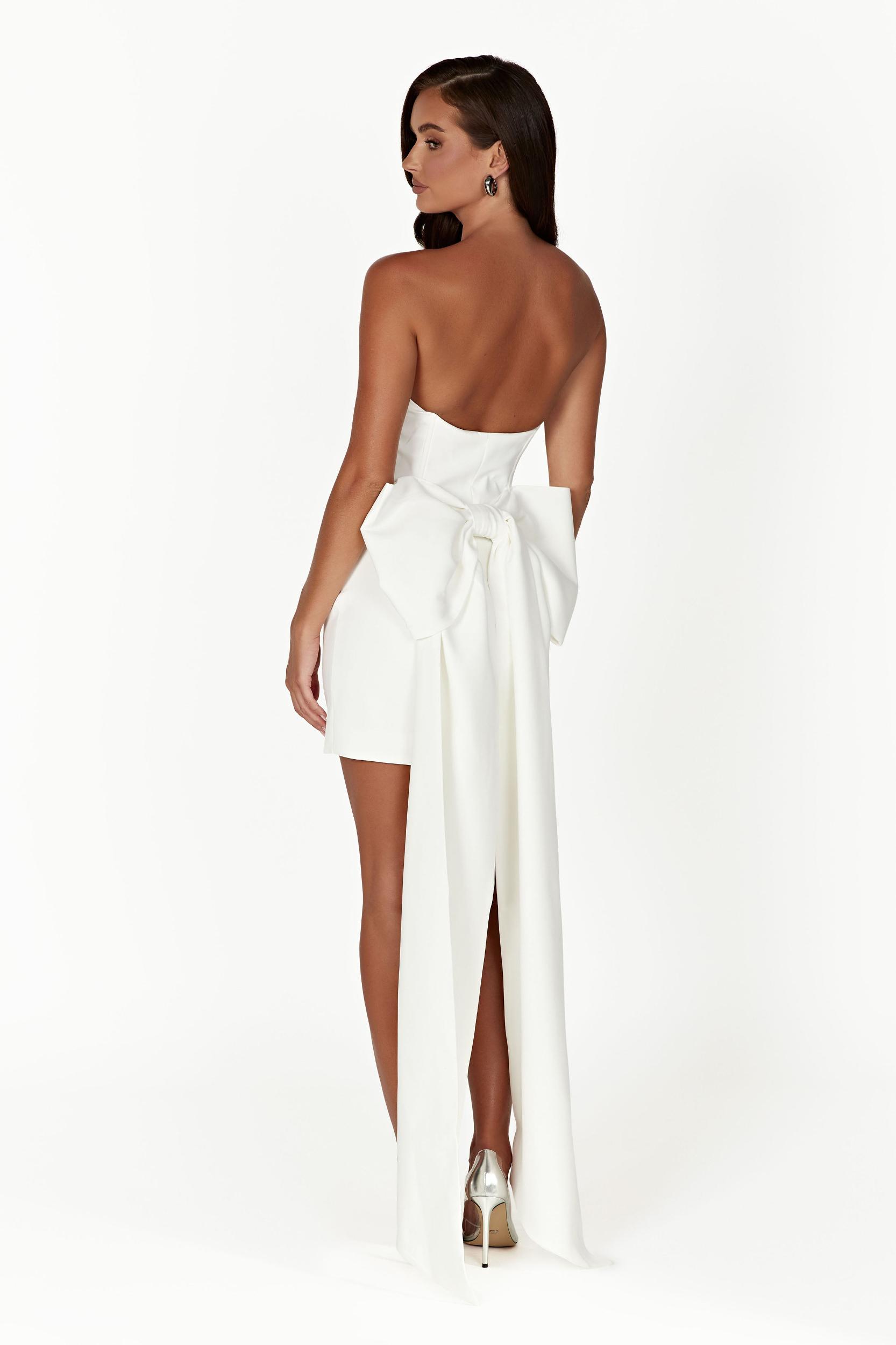 Meredith Strapless Bow Mini Dress - White Product Image