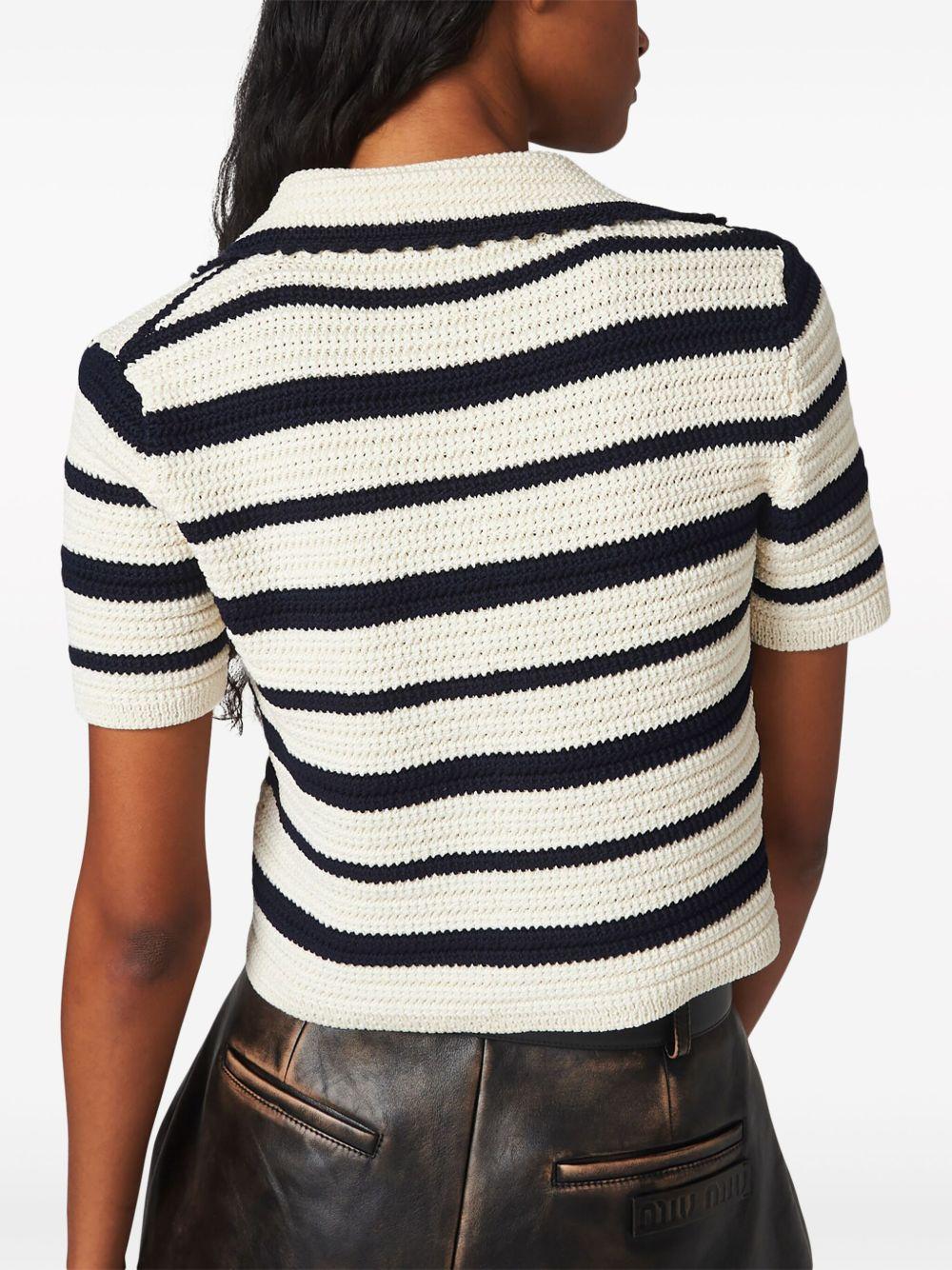 striped knitted polo shirt Product Image