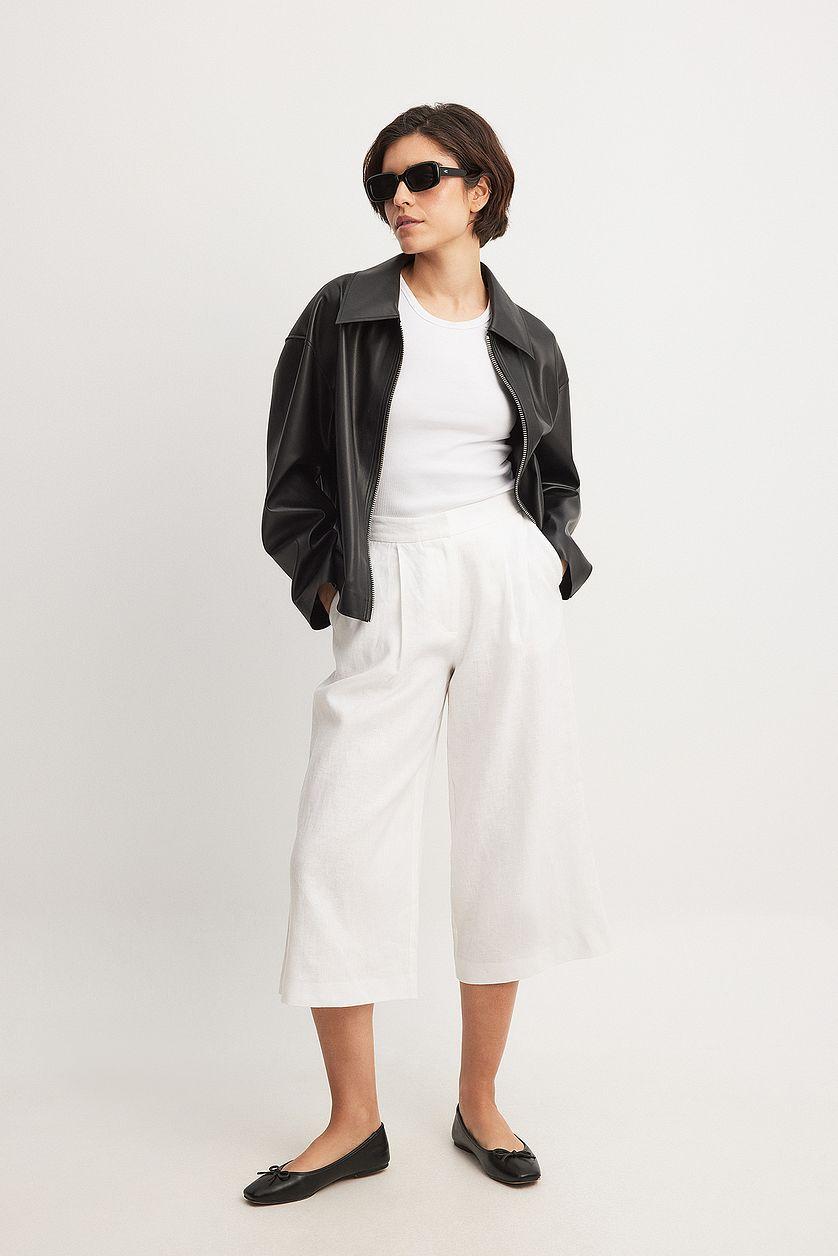 Linen Wide High Waist Culottes Product Image