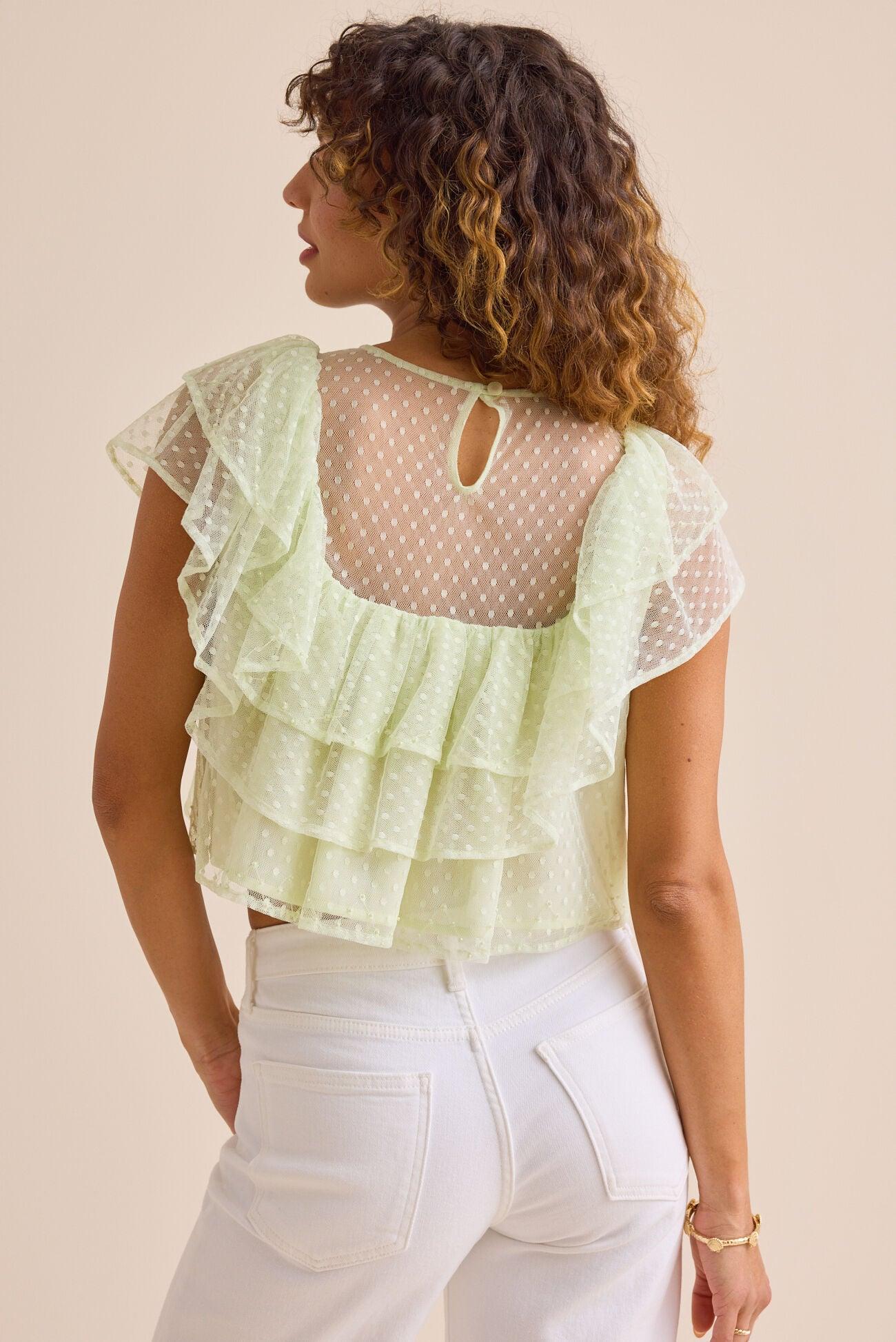 Brooklyn Dot Mesh Embroidered Top Product Image