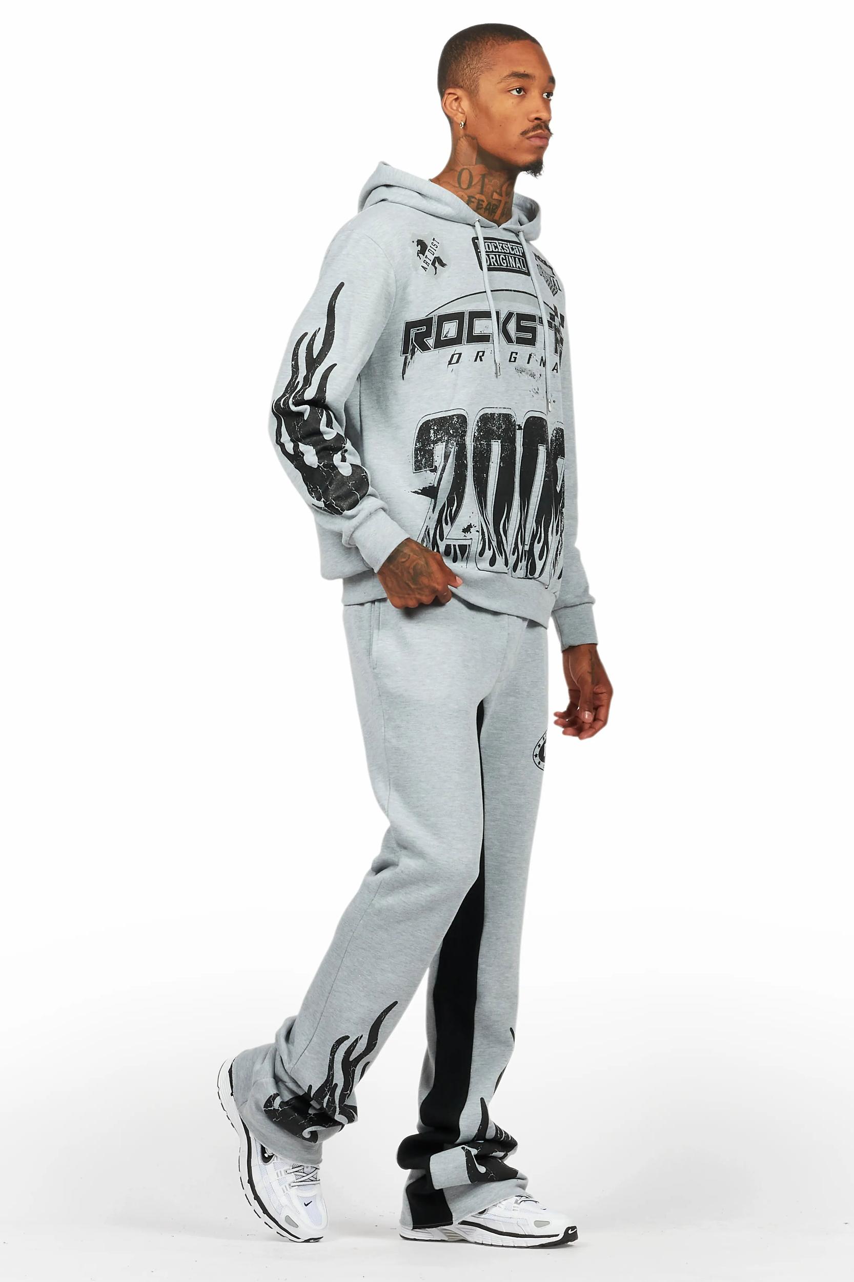 Amos Heather Grey Hoodie/Baggy Track Pant Set Male Product Image
