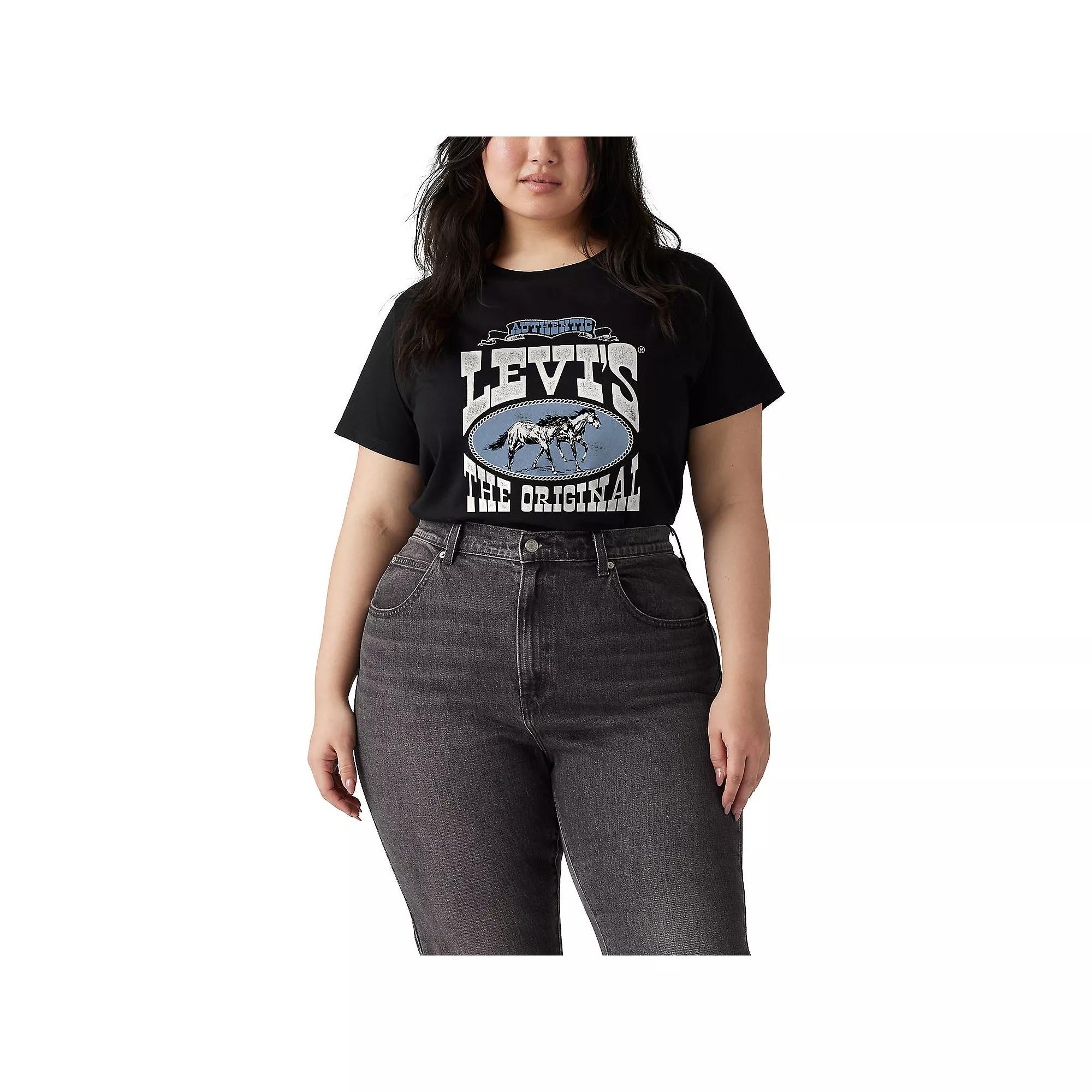 Plus Size Levi's® Logo Perfect Tee, Women's, Size: 1XL, Horse Pirate Black Product Image