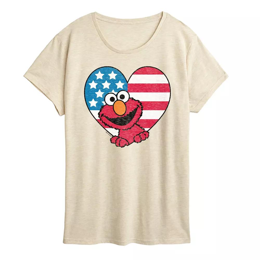Women's Sesame Street Elmo Flag Heart Graphic Tee,  Product Image