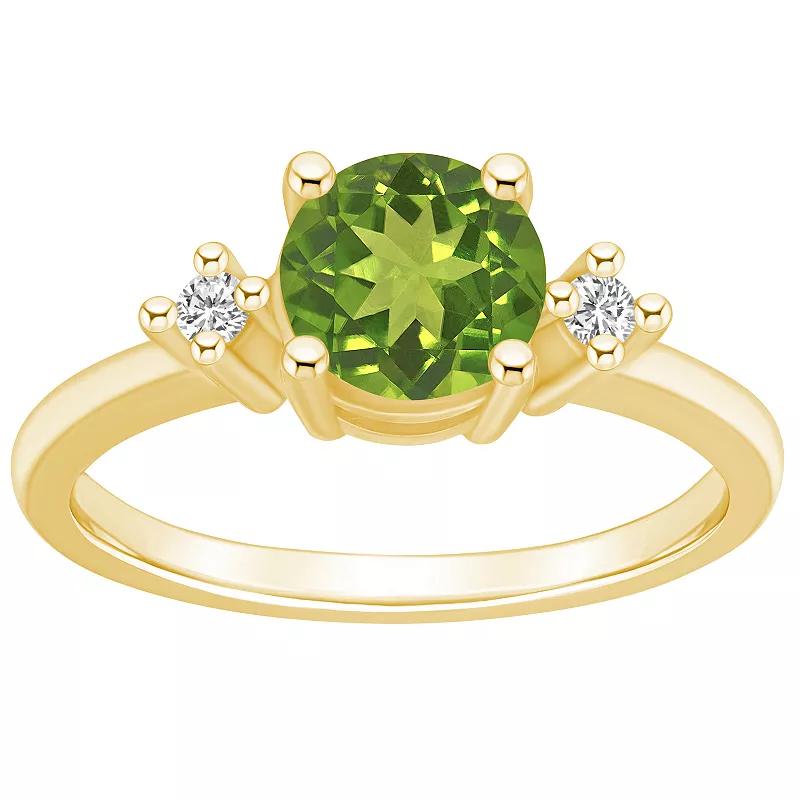 Alyson Layne 14k Gold Round Peridot & Diamond Accent Ring, Women's, Size: 6 Product Image