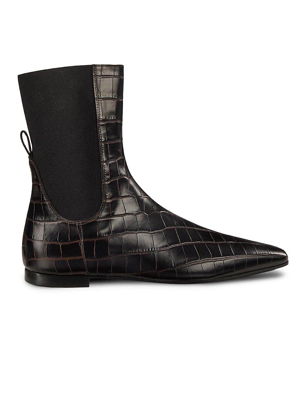 Womens Crocodile-Embossed Leather Chelsea Boots Product Image