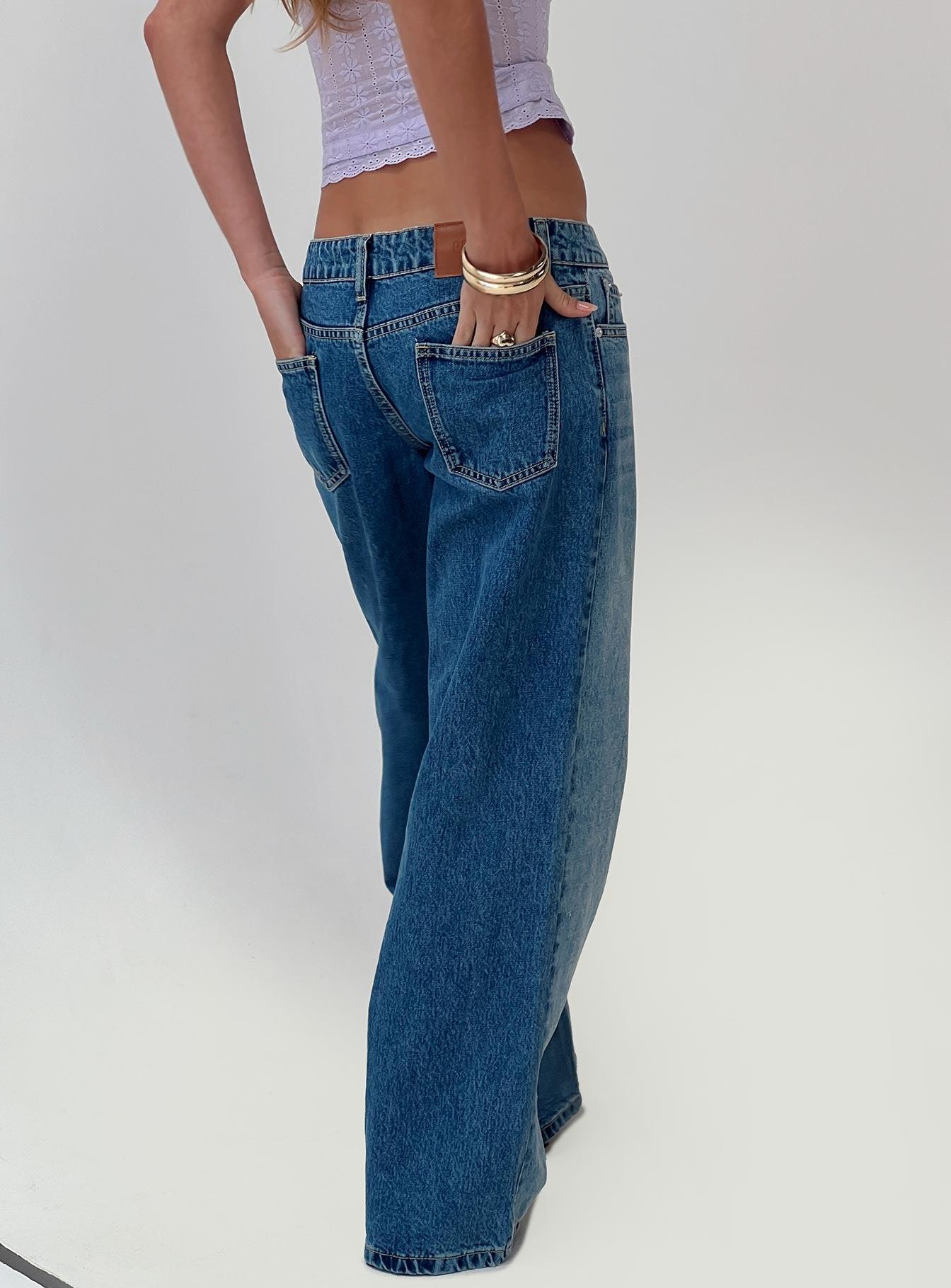 Ferris Two-toned Straight Leg Jean Blue Wash Denim Product Image