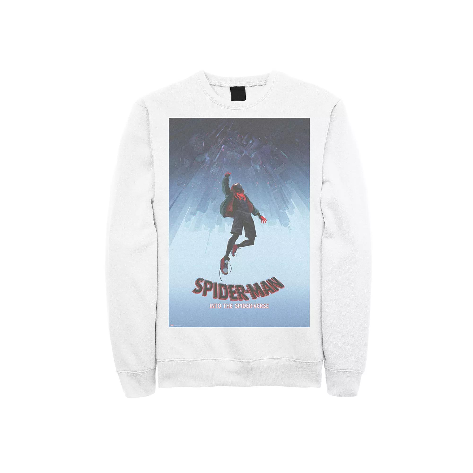 Men's Marvel Spiderverse Upside Down City Poster Graphic Fleece Pullover,  Product Image