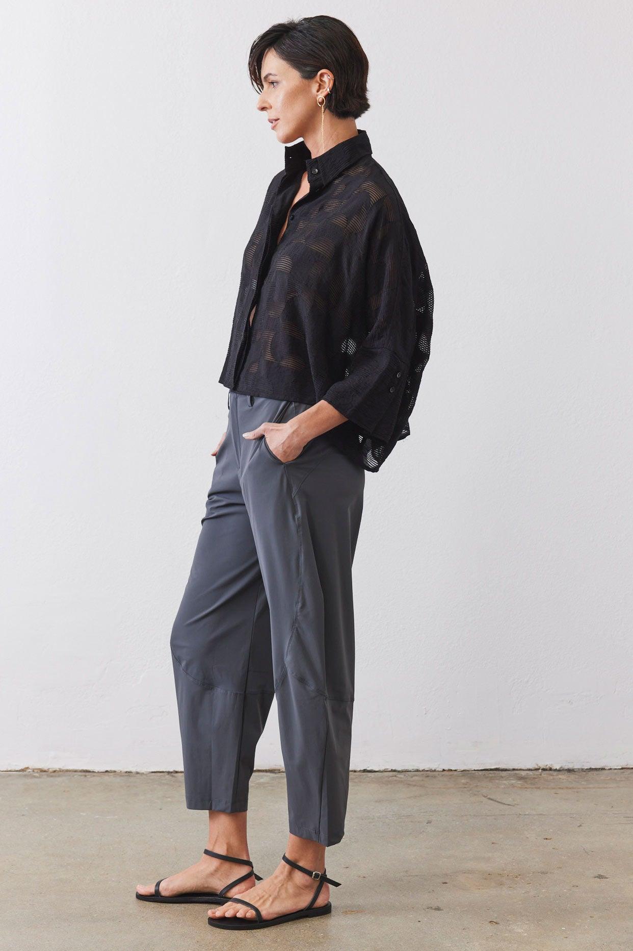 Oversized Geo Sheer Cropped Blouse Product Image