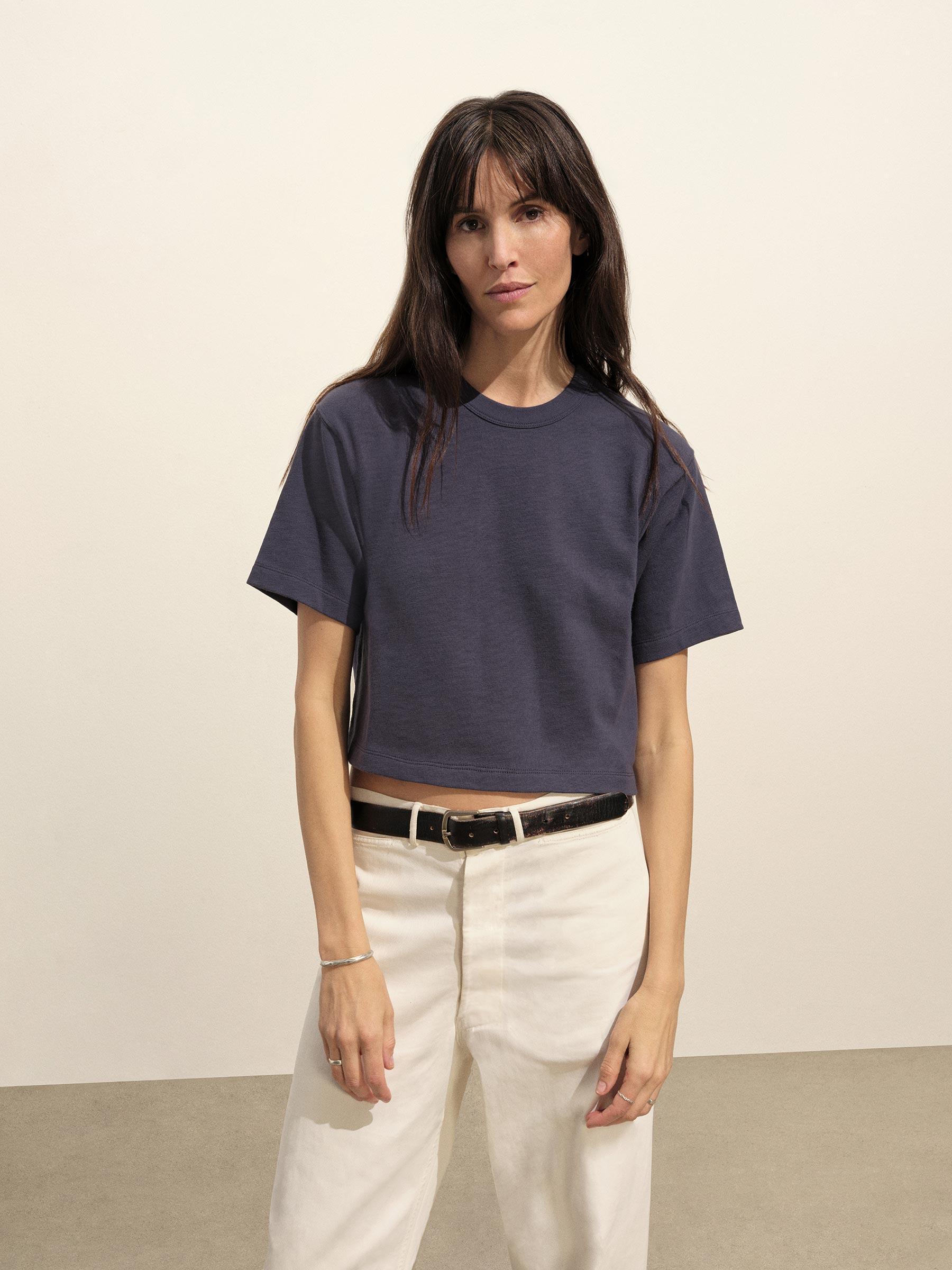 Washed Navy Field-Spec Boyfriend Crop Tee Product Image