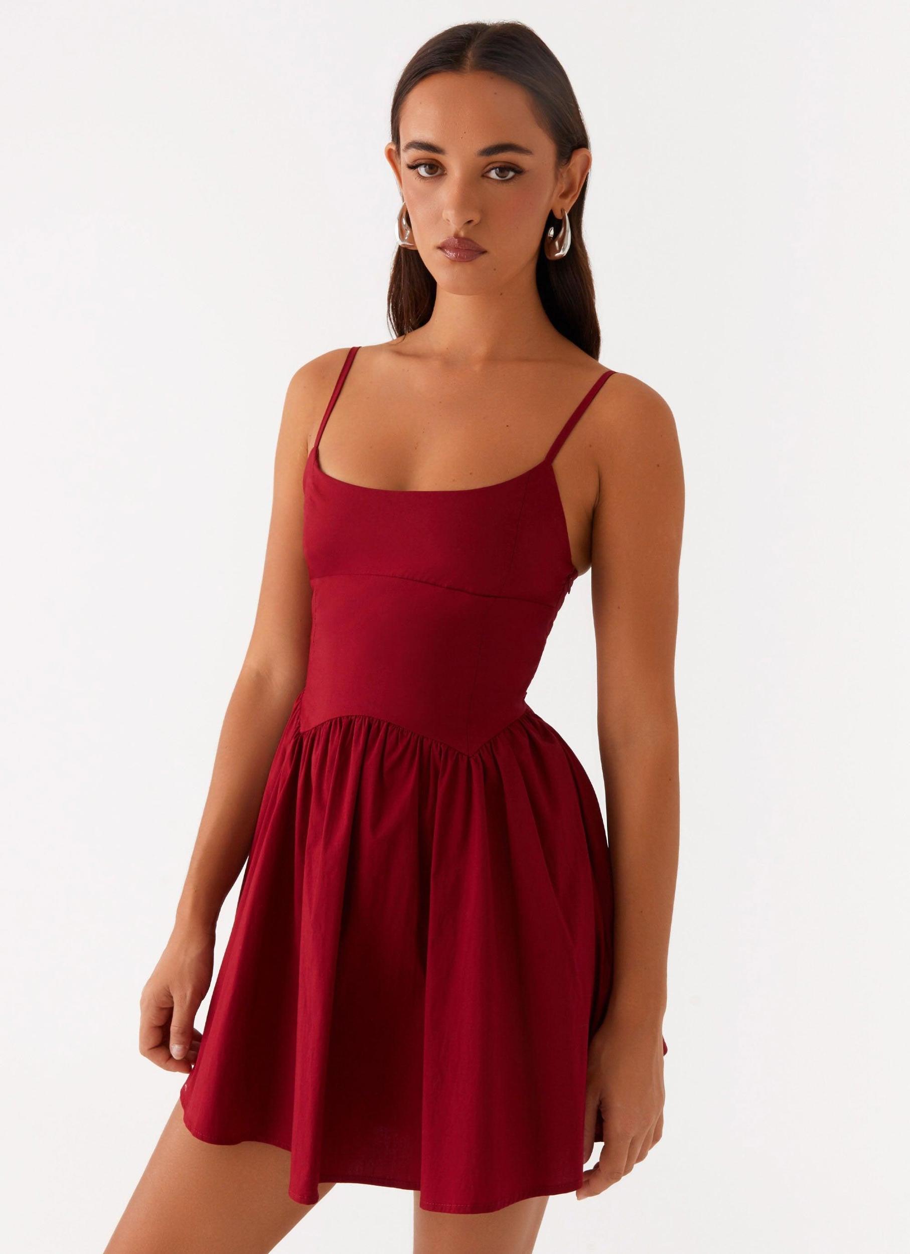 Tesoro Mio Mini Dress - Maroon Product Image