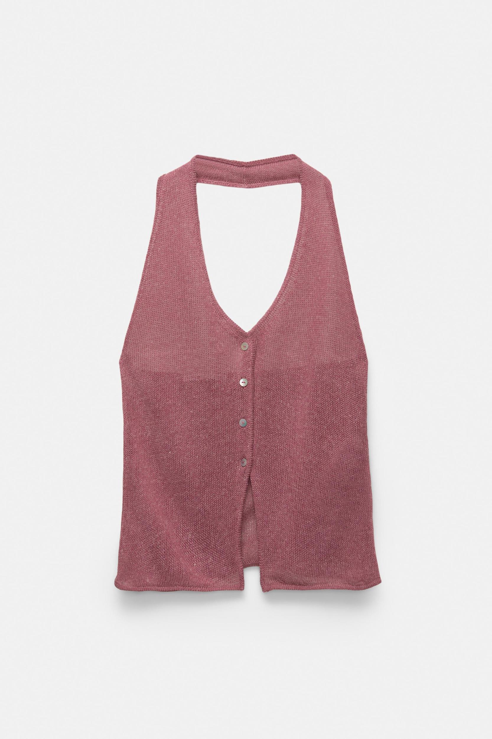 Linen blend halter vest Product Image