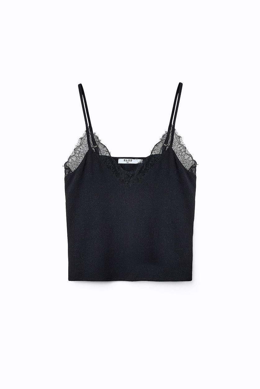 Recycled Lace Detail Satin Singlet Product Image