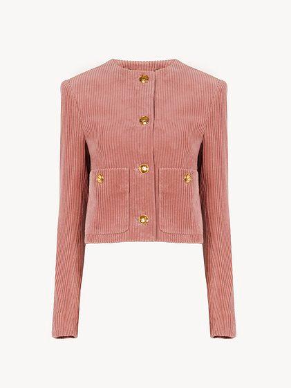 Cropped boxy jacket in velvet Product Image