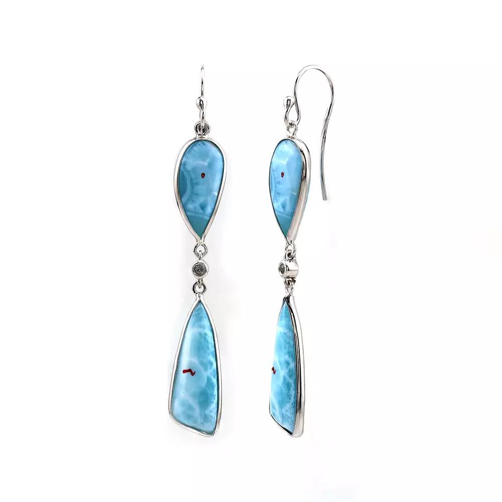 Gemistry Sterling Silver Gemstone Drop Earrings, Women's, Larimar Product Image