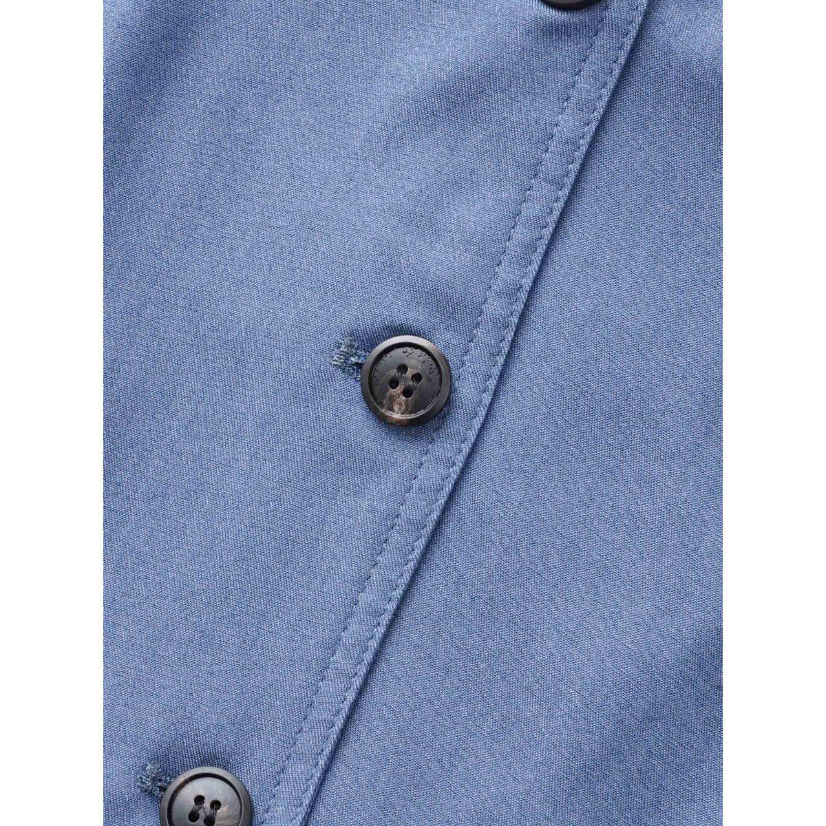 Plus Size V Neck 2 In 1 Bodycon Dress DarkBlue Women Casual Button V-neck Sleeveless Curvy BloomChic 12/L Product Image