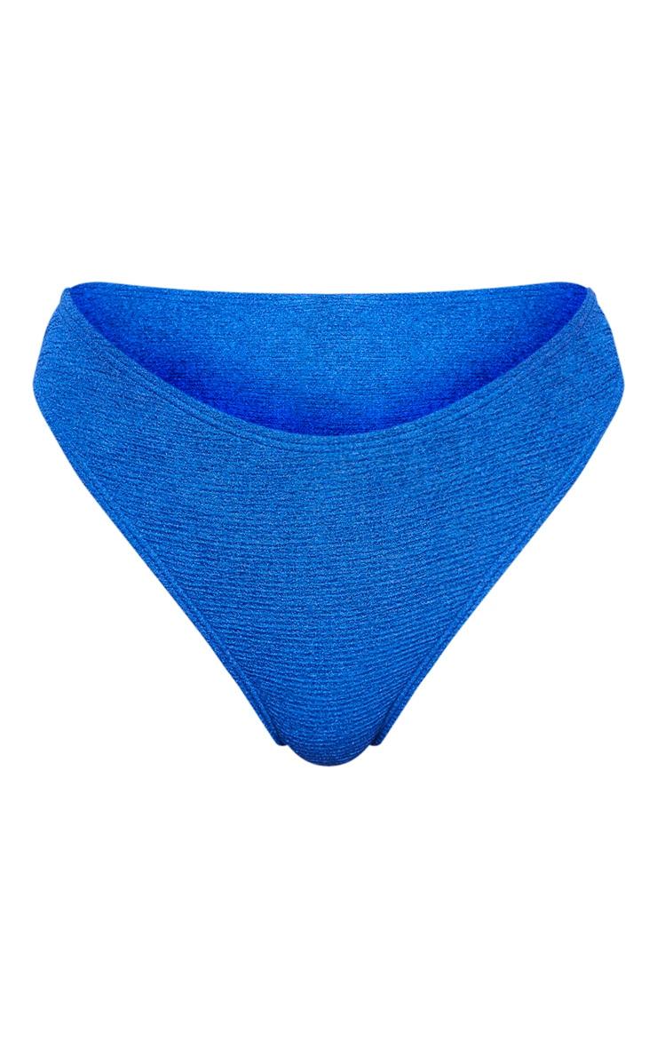 Blue Mini Crinkle Cheeky Bum Bikini Bottom Product Image