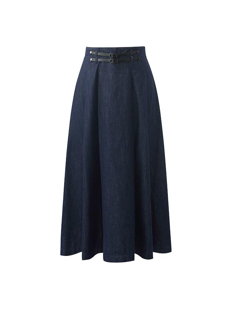 Denim Pleated Women Half Skirt Product Image