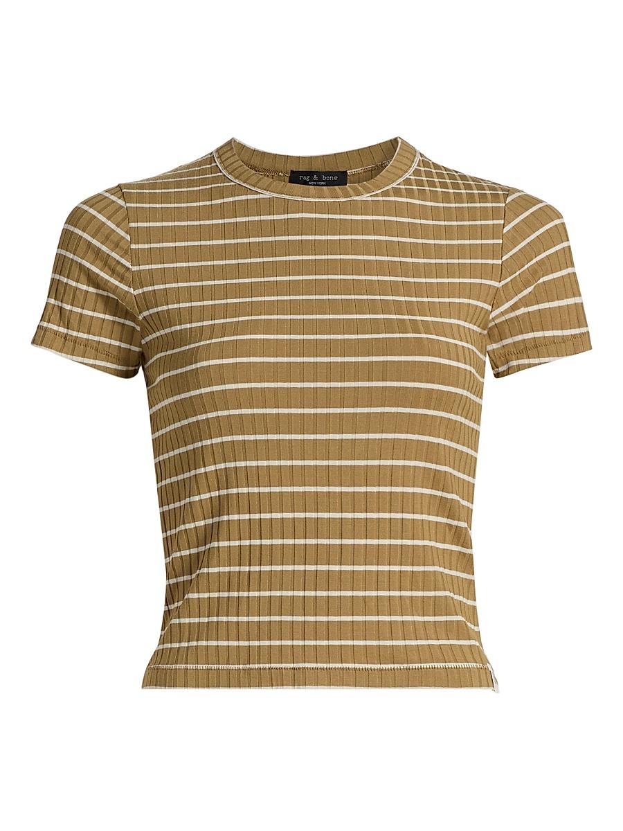 Womens Luca Striped Cotton Crop T-Shirt Product Image